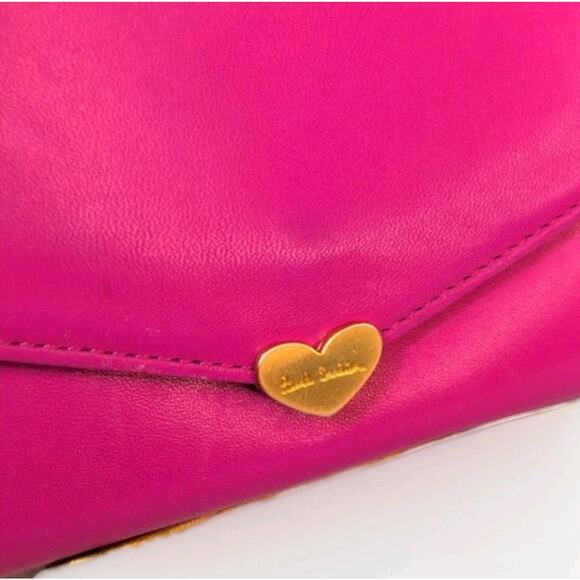 Paul Smith Pink Envelope Wallet Gold Heart Clasp Stripe Lining 7.5" x 4" - Picture 3 of 9